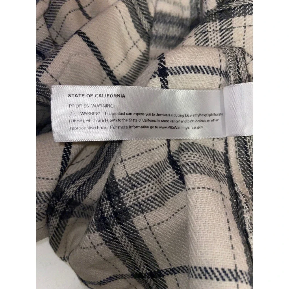 Camellia Plaid Button Down Shacket Women 1X Cream Navy Grid Shirt Jacket - Picture 5 of 8